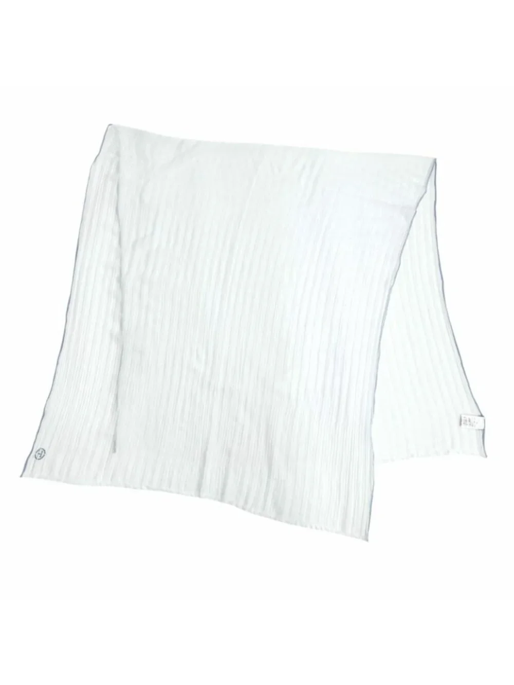 Hermes Naoshima Cotton 100% Blue Zee White H Logo Mini Fringe Large Shawl Scarf